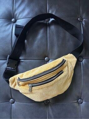 Culturefly | Mustard Yellow Corduroy Fanny Pack